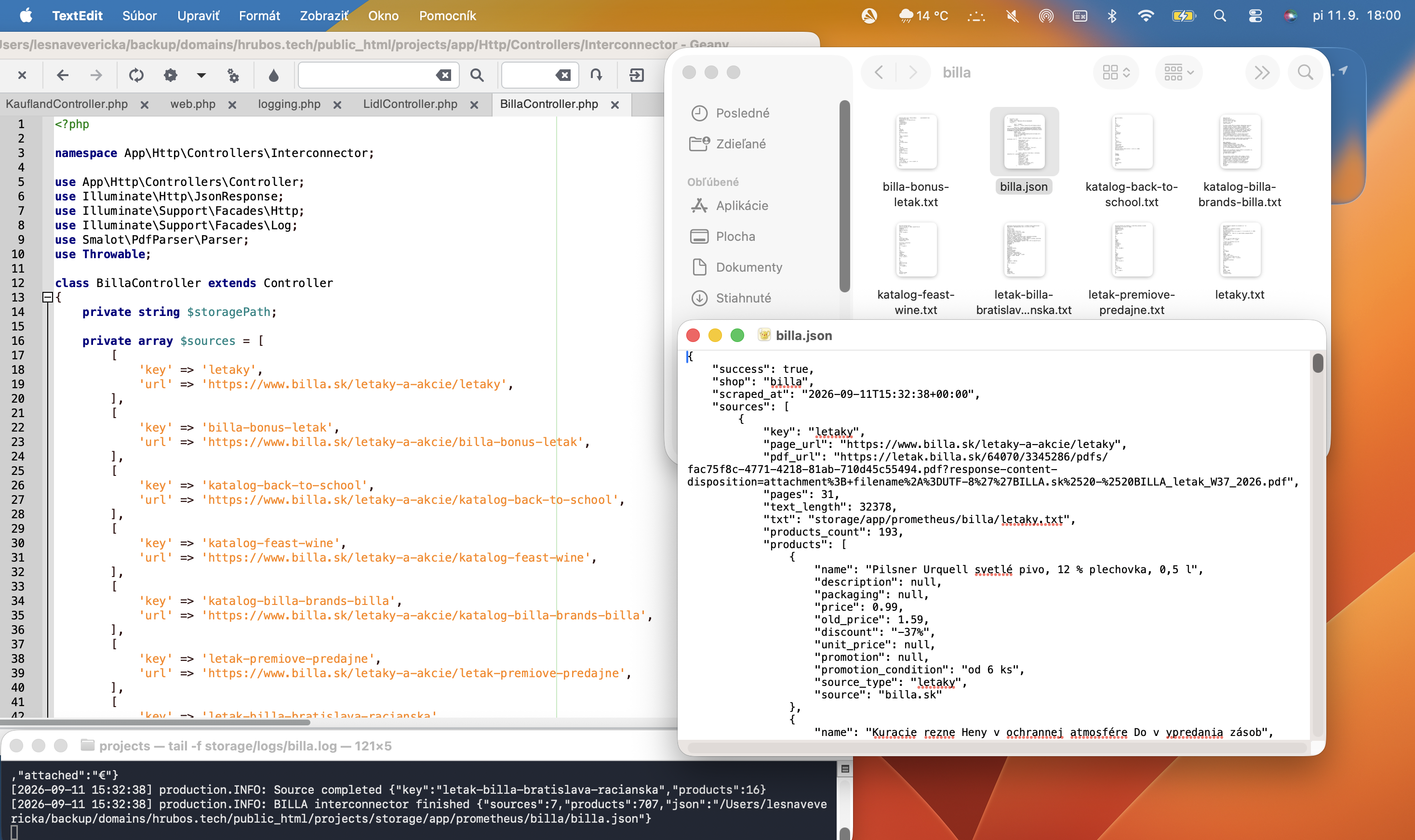 okay, pokračujeme ďalej v projekte Prometheus, práve sme dokončili parsing Billa letákov v PDF a ich spracovanie do elegantného JSON formátu